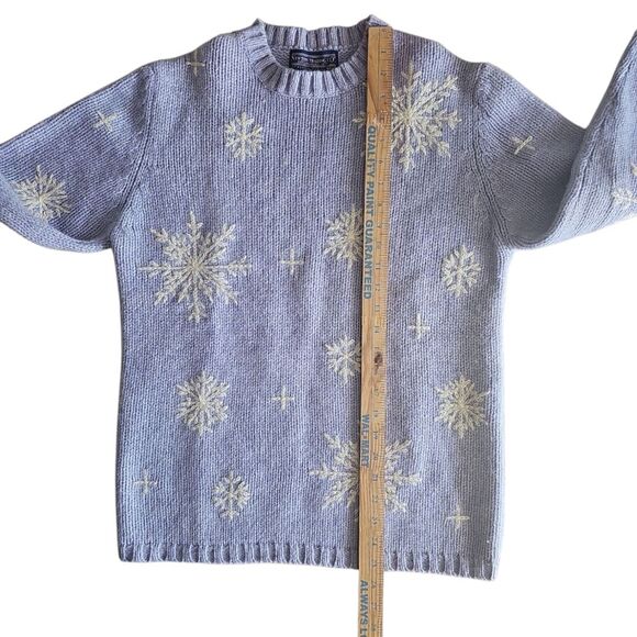 Vintage Newton Trading Co. Light Blue Shetland Wool Snowflake Sweater Sz M - Picture 13 of 14